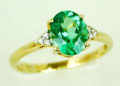 Radiant Green Tourmaline & Diamonds 10K Ring, 8.25