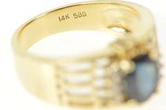 14K Yellow Gold Oval Natural Amethyst Diamond Statement Ring