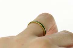 14K Yellow Gold 2.5mm Green Enamel Stackable Band Ring
