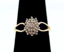 Stepped Diamond Cluster Ring with 10k Gold