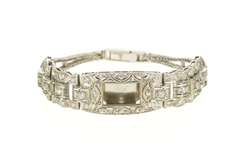 Platinum 1.04 Ctw Art Deco Diamond Watch Case Bracelet