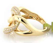 Brand new Yellow Gold Pave Diamond open Link Style Ring