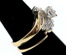 Floral Diamond Cluster 10k Gold Ring surrounded by Sparkling Diamonds