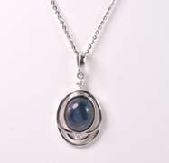 Amazing Massive 15.4CTS Cabochon-Cut Star Sapphire & 0.12CTW Diamond Pendant Neckace in Sterling Silver