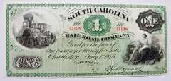 Superb Crisp 1873 $1 South Carolina Railroad Company!