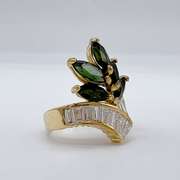 18kt Yellow Gold, Green Tourmaline, & Diamond Cocktail Ring