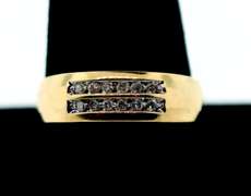 Sleek 10k Gold Double Row Channel Set Diamond Ring