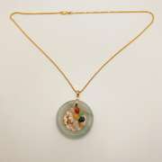14kt Yellow Gold Jade Pendant Necklace