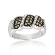 Sterling Silver 1/4ct. TDW Champagne Diamond S Design Ring