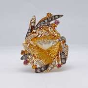 Designer 14kt Yellow Gold, Citrine, Ruby, & Diamond Cocktail Ring