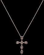 Lovely 18kt Yellow Gold Necklace with Diamond Cross Pendant