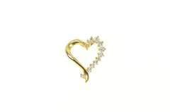 14K Yellow Gold Diamond Curvy Heart Love Symbol Pendant