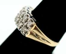 Elegant Double Row 10k Gold Diamond Ring