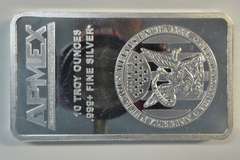 Apmex 10 Troy Oz. pure .999 fine silver bar in plastic