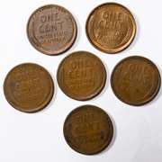 6 1909 VDB Lincoln Type Coins