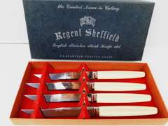 Vintage Sheffield Set of Steak Knives in Box