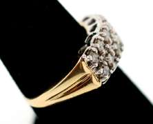Elegant Double Row 10k Gold Diamond Ring