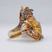 Designer 14kt Yellow Gold, Citrine, Ruby, & Diamond Cocktail Ring