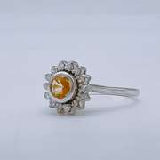 14kt White Gold, Yellow Sapphire, & Diamond Ring