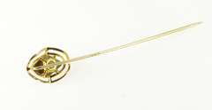 14K Yellow Gold Victorian Jasper Cabochon Wavy Halo Stick Pin