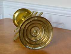 Good Luck & Longevity, Vintage Pair of Tall Solid Brass Candle / Tapper Holders With Chinese Symbols from Hong Kong