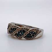 10kt Gold, Blue & White Diamond Band Ring