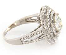 Significant White Gold 3.01ctw Round Diamond Hexagonal Triple Engagement Ring