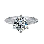 Sparkling 3Ct White Fire Moissanite Solitaire Ring