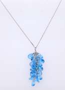 Charming White gold Fancy Blue Topaz Dangle Necklace