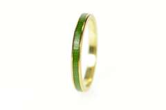 14K Yellow Gold 2.5mm Green Enamel Stackable Band Ring