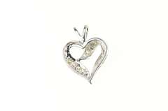10K White Gold Classic Diamond Inset Curvy Heart Love Symbol Pendant