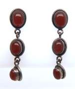 Vintage Sterling Silver India Amber Dangle Earrings