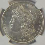 Rare 1891-CC Morgan Silver Dollar Spitting Eagle VAM-3. NGC AU58