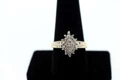 Rising Diamond Cluster 10k Gold Ring with Channel Set Diamonds