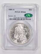 MS66 1881-S Morgan Silver Dollar - CAC - Graded PCGS