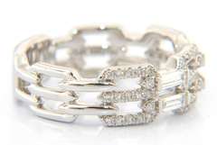 Gabriel & Co Baguette and Pave Diamond Link Band