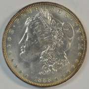 Near Gem BU 1888-O Morgan Silver Dollar. Blazing-white