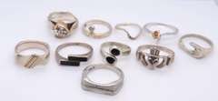 Group Lot of 10 Vinage Sterling Silver Rings