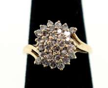 Diamond Swirl Cluster Ring with 10k Gold