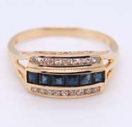 Gorgeous Yellow Gold Sapphire and Diamond Channel Set Ring