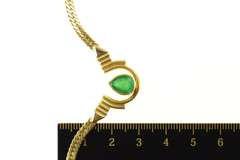 18K Yellow Gold 1.34Ct Pear Natural Emerald Solitaire Chain Necklace