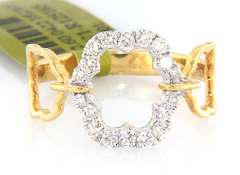 Pleasing Two Tone Gold Diamond open Wavy Flower Style Ring