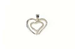 10K White Gold Diamond Encrusted Heart Love Symbol Pendant