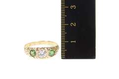 14K Yellow Gold Elaborate Scroll Syn. Emerald Cubic Zirconia Ring