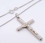 Sterling Silver Cross Pendant on Box Chain Necklace