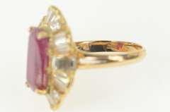 14K Yellow Gold 11.28 Ctw Natural Ruby Ballerina Diamond Halo Ring