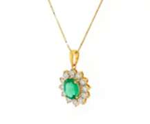 Significant 18kt Emerald and Diamond Starburst Pendant on Chain