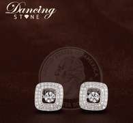 Dancing Stone Inclusion of Love Natural Gemstone Earrings Square Fashion 925 Silver Stud Earrings