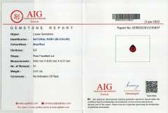 Certified 2.51ct bi-color unheated Ruby