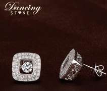 Dancing Stone Inclusion of Love Natural Gemstone Earrings Square Fashion 925 Silver Stud Earrings